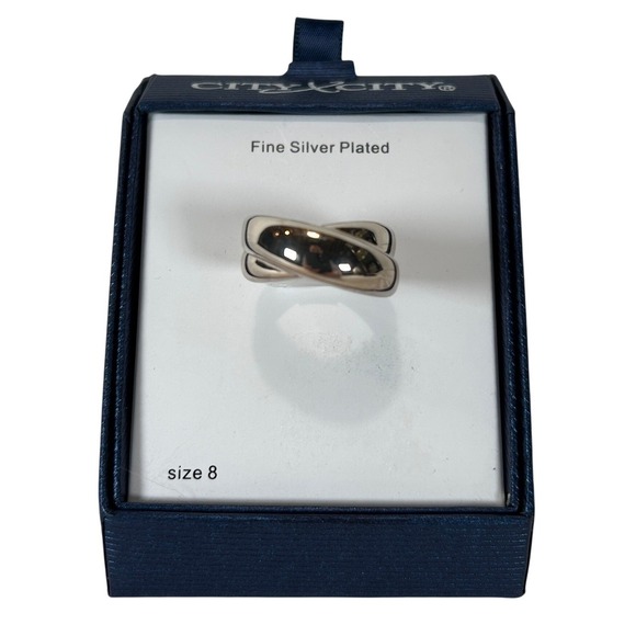 City by City Jewelry - City by City Fine Silver Plated Crossover Band Ring Size 8 New NWT